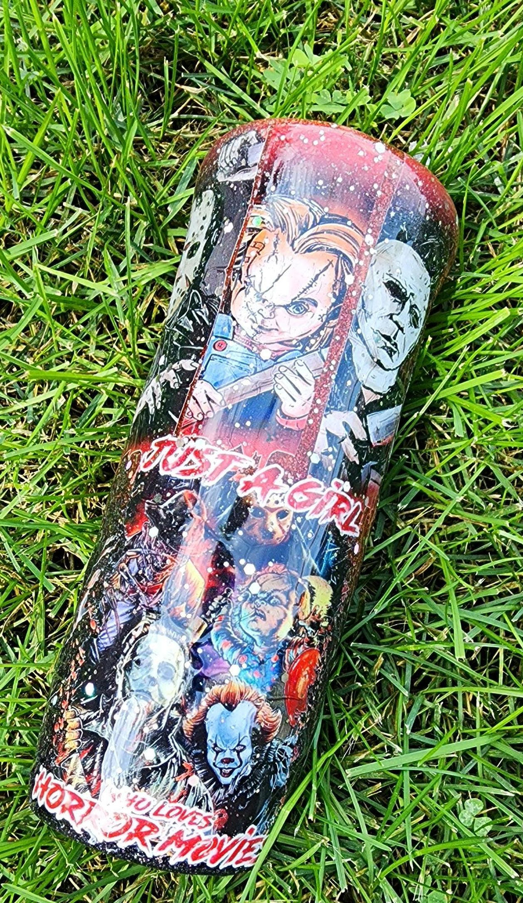 Horror Movie Fan Tumbler: Handmade Glitter 20oz Stainless Steel Cup