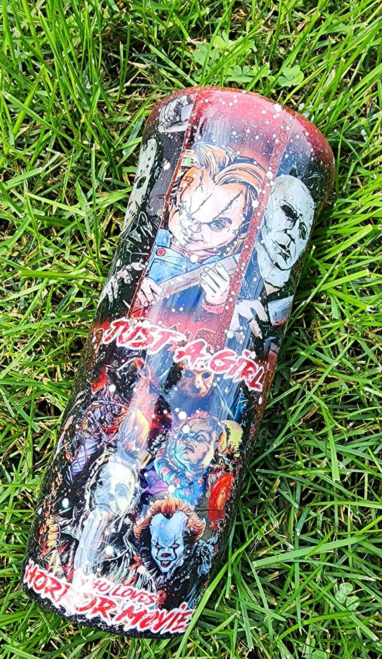 Horror Movie Fan Tumbler: Handmade Glitter 20oz Stainless Steel Cup