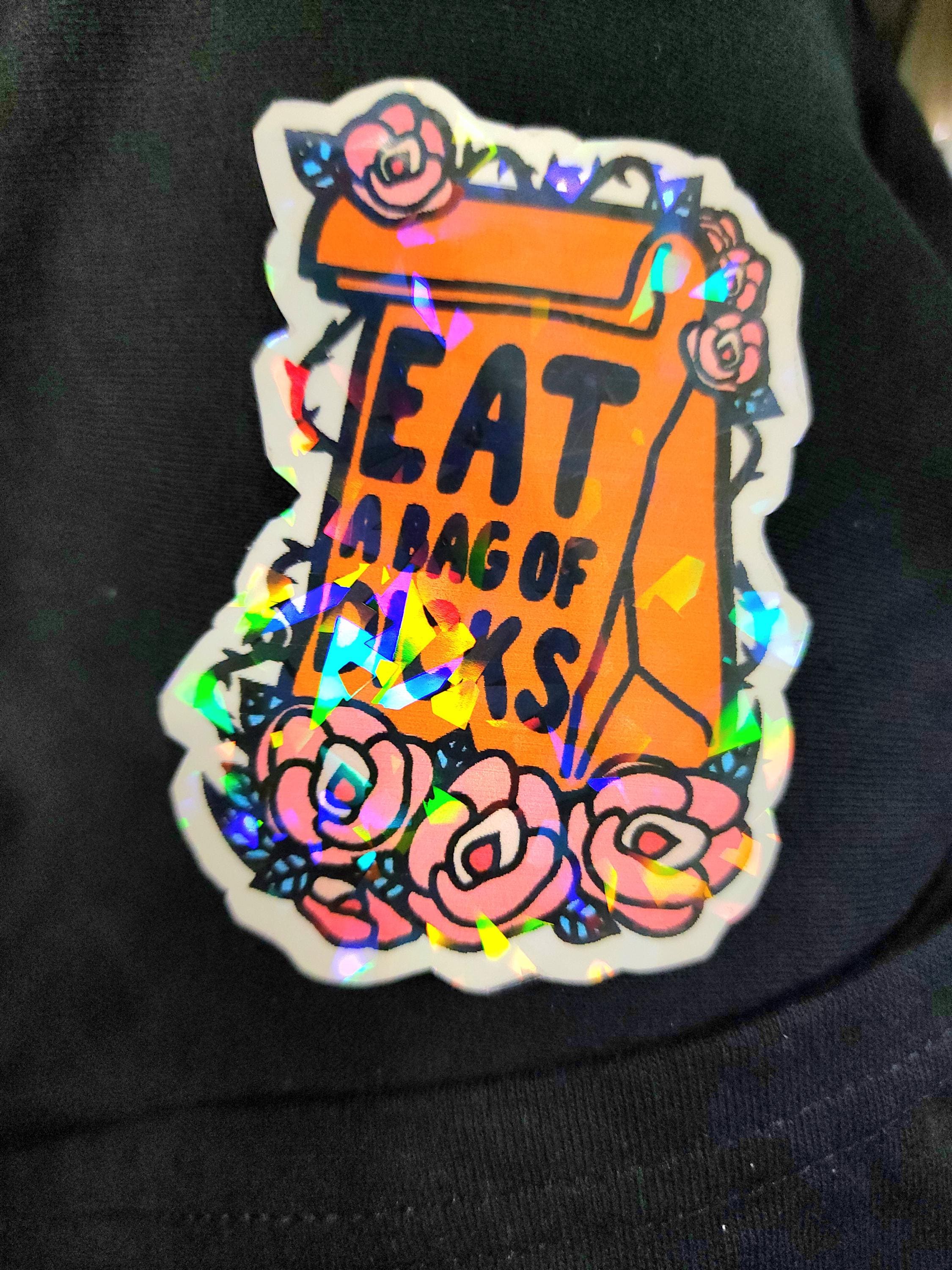 Sarcastic Floral Sticker: "Eat a Bag of Dicks" Vinyl Decal ** Set of 2**