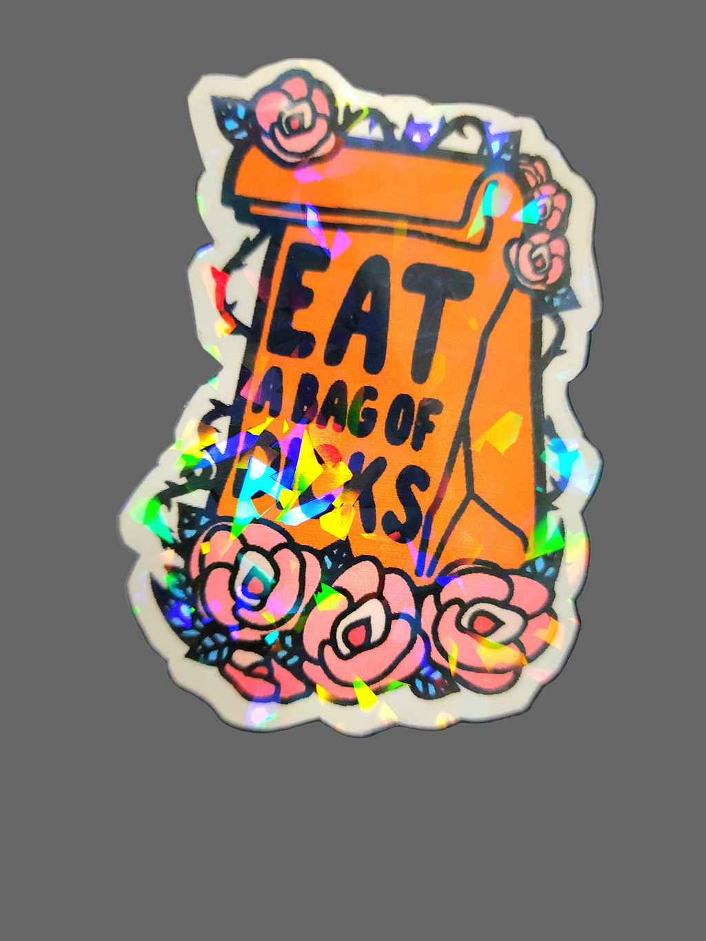 Sarcastic Floral Sticker: "Eat a Bag of Dicks" Vinyl Decal ** Set of 2**
