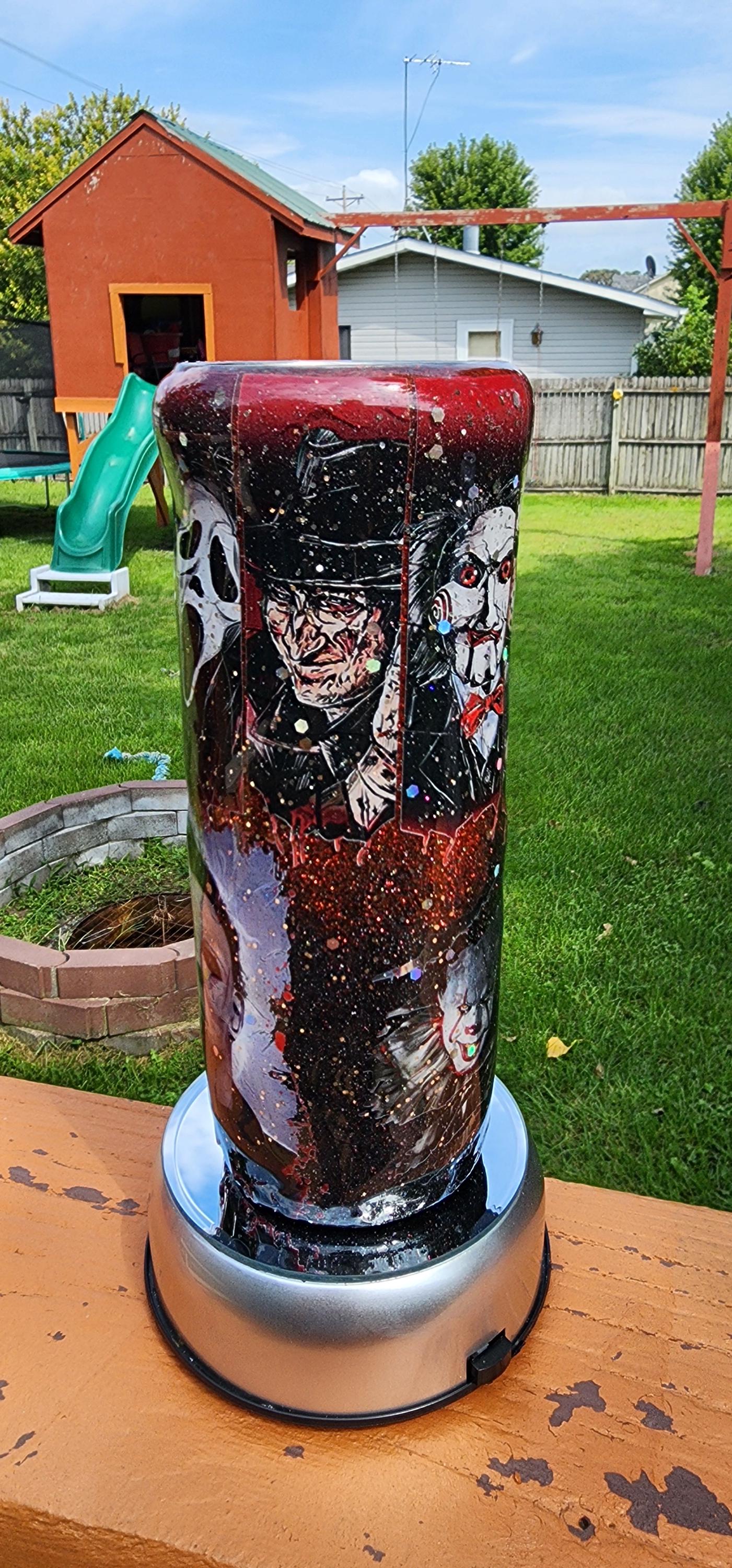 Horror Movie Fan Tumbler: Handmade Glitter 20oz Stainless Steel Cup