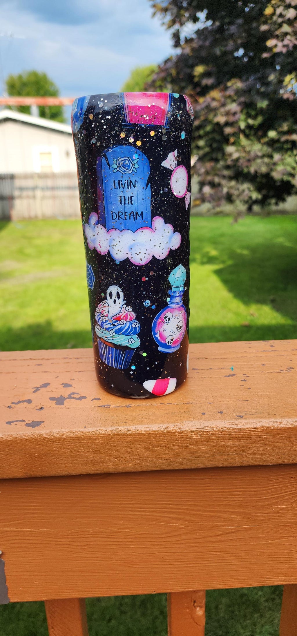 Resting Witch Face Tumbler: Witchcore Cupcakes & Tombstones