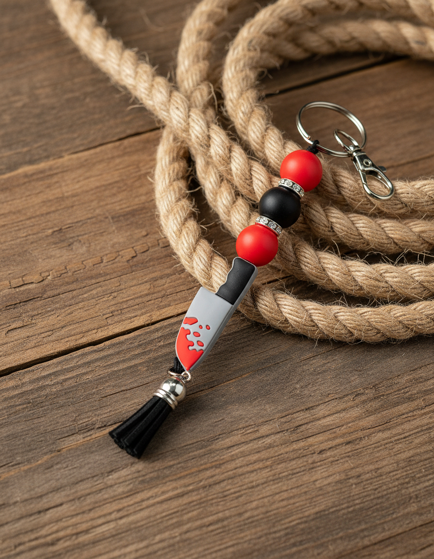 Horror Lovers Bloody Knife Keychain – Spooky Slasher Charm, Creepy Cute Accessory, Scary Movie Fans, Halloween Keychain