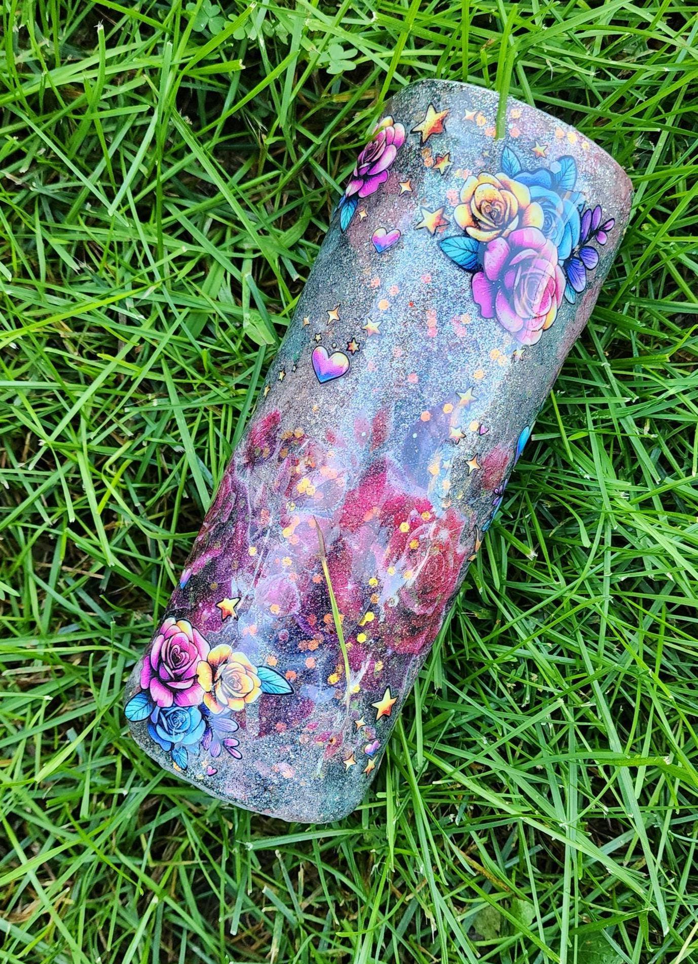 Skull & Rose Epoxy Tumbler: Gothic Floral Coffee Cup - Sarcastic Gift