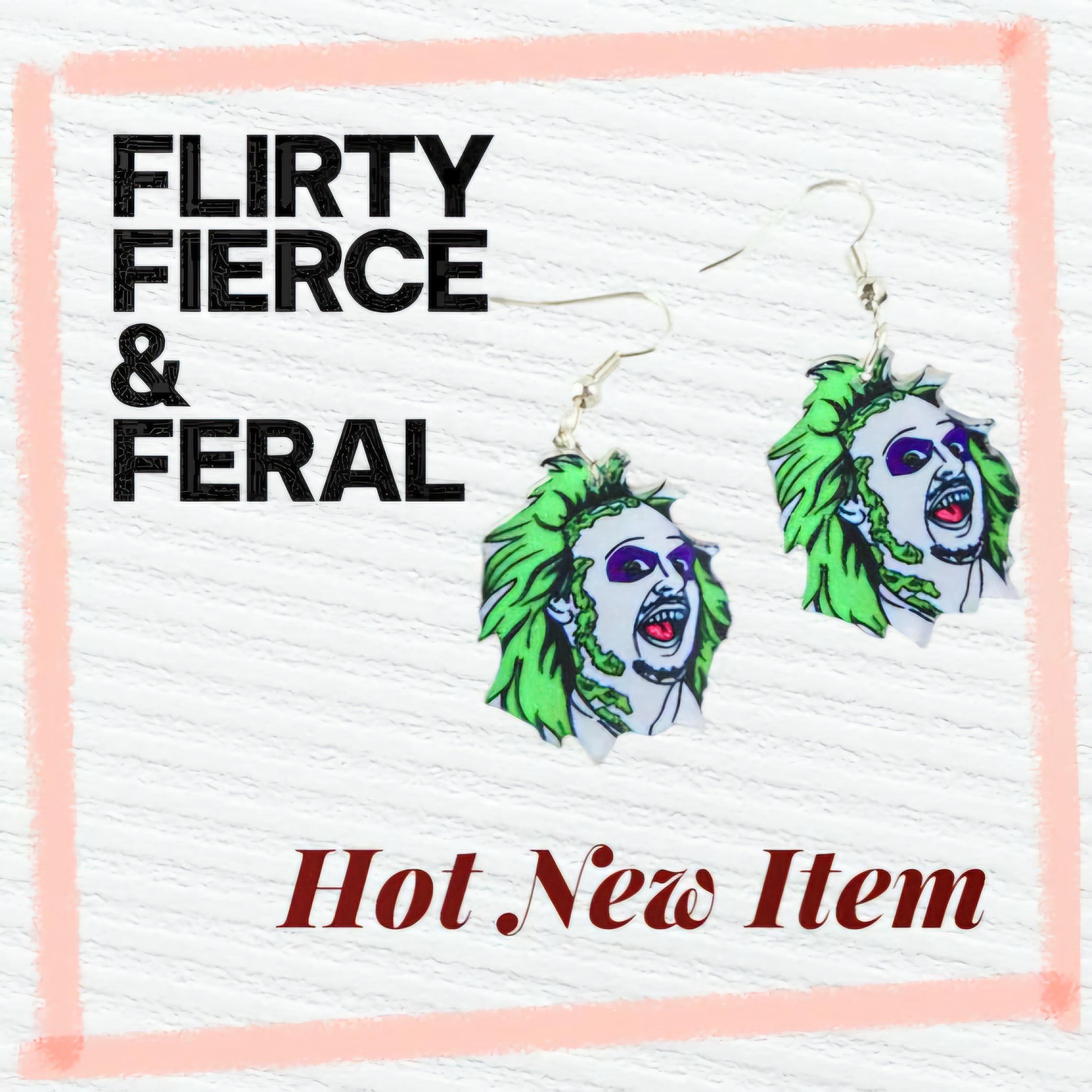 Ghost with the Most Earrings – Beetlejuice Face Dangles for the Strange & Unusual