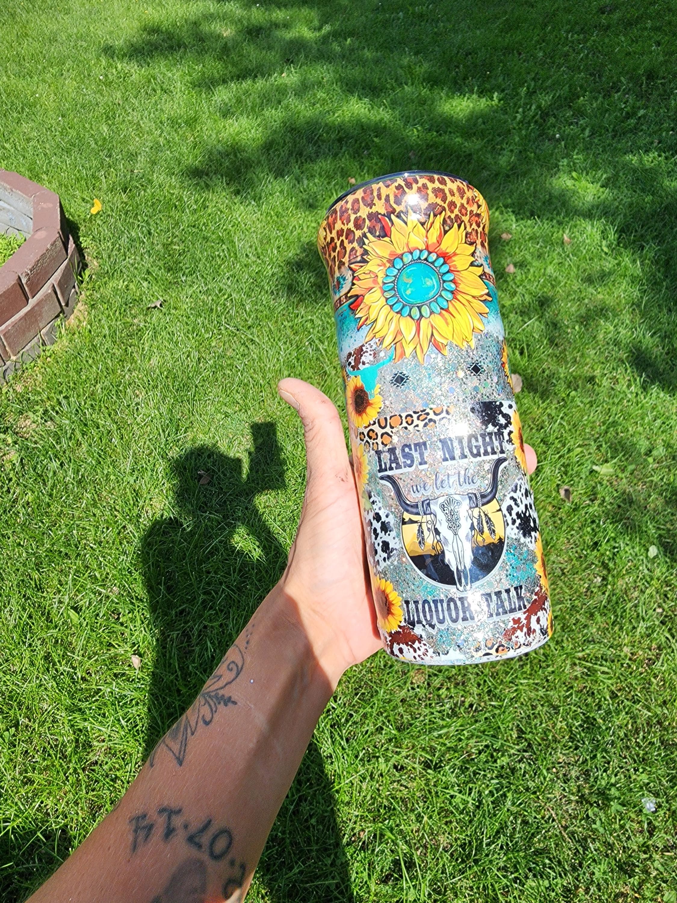 Western Tumbler: Last Night We Let the Liquor Talk - Cowgirl Bachelorette Party Favor