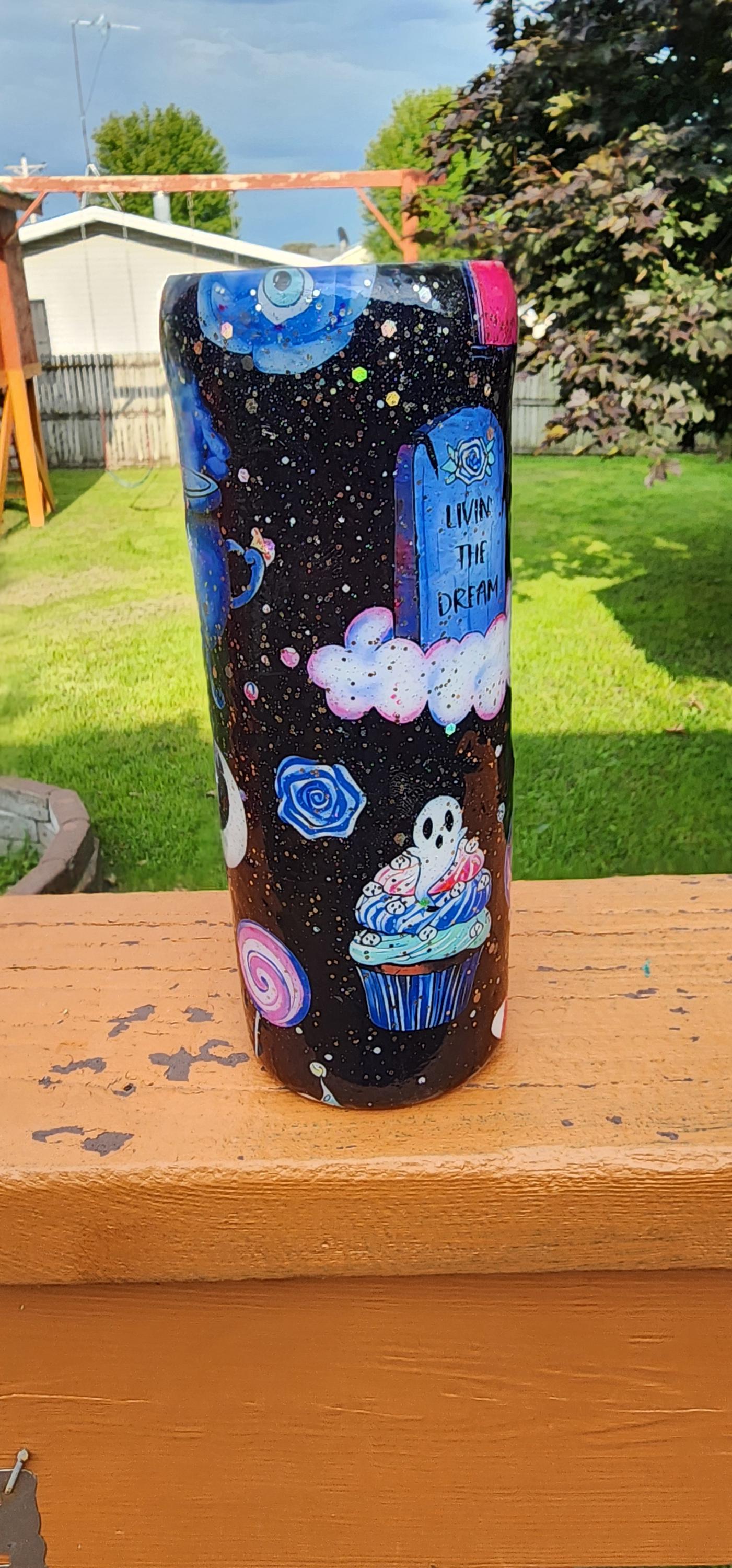 Resting Witch Face Tumbler: Witchcore Cupcakes & Tombstones