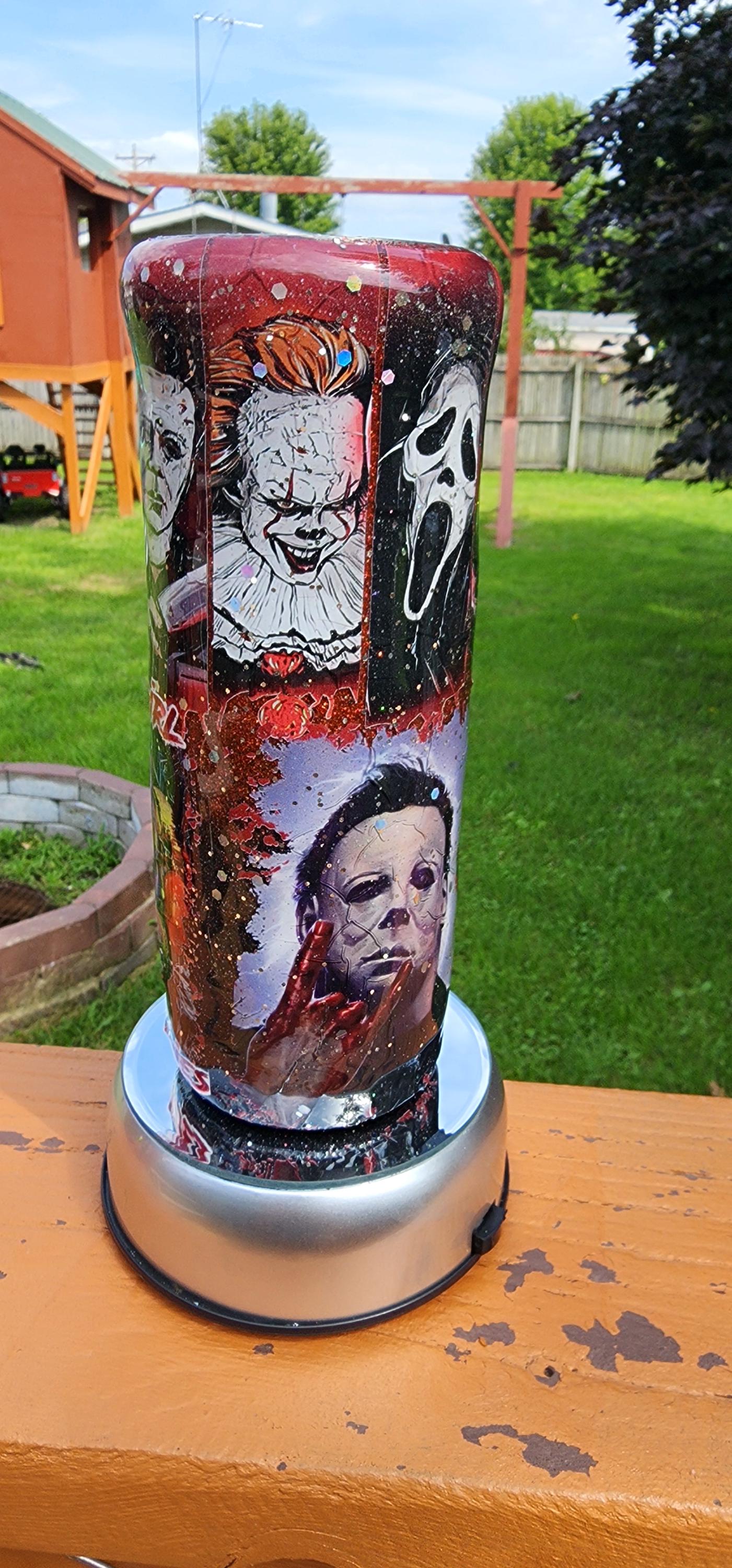 Horror Movie Fan Tumbler: Handmade Glitter 20oz Stainless Steel Cup