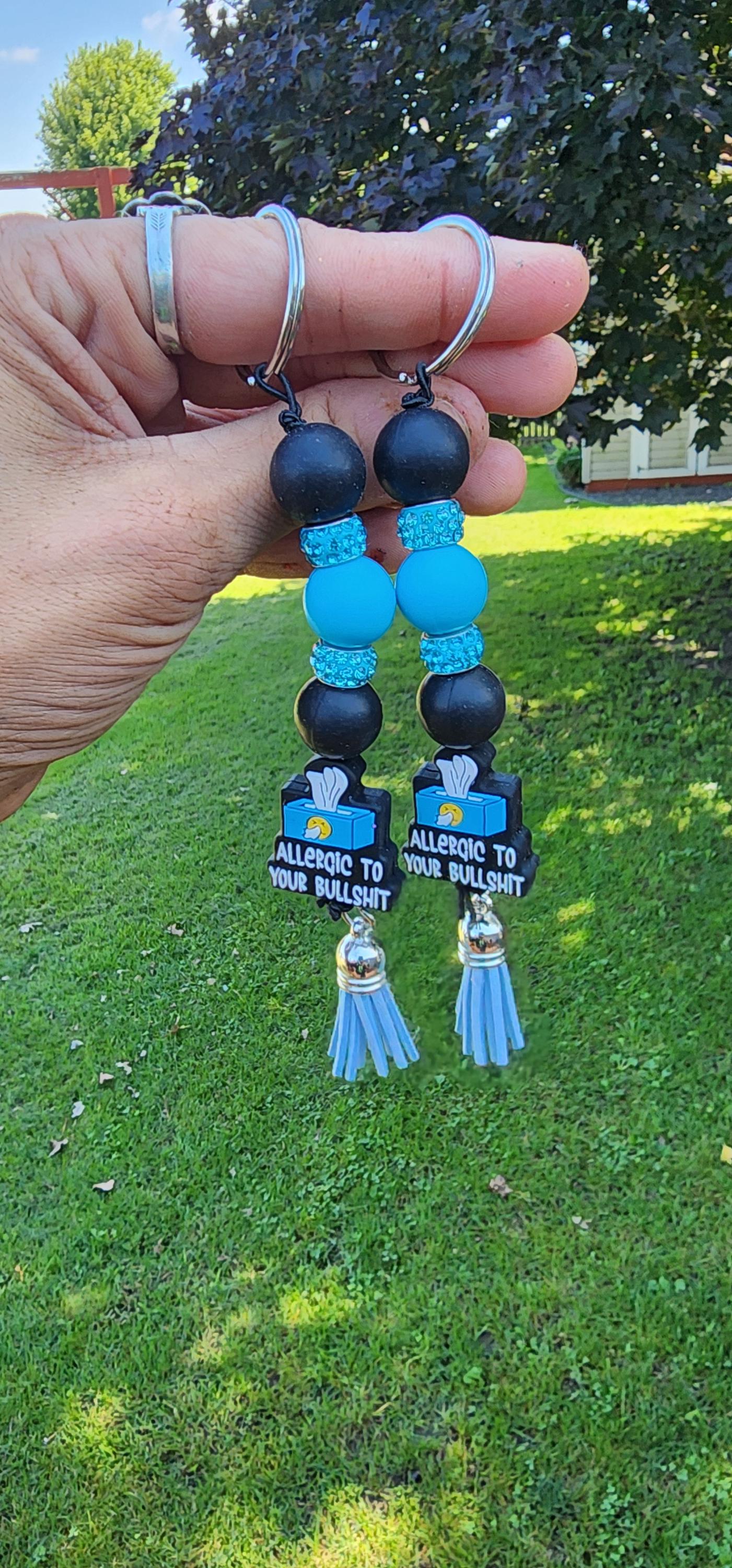 Kleenex Box “Allergic to Your Bullshit” Beaded Keychain – Funny Handmade Gift, Sassy Purse Charm, Statement keychain