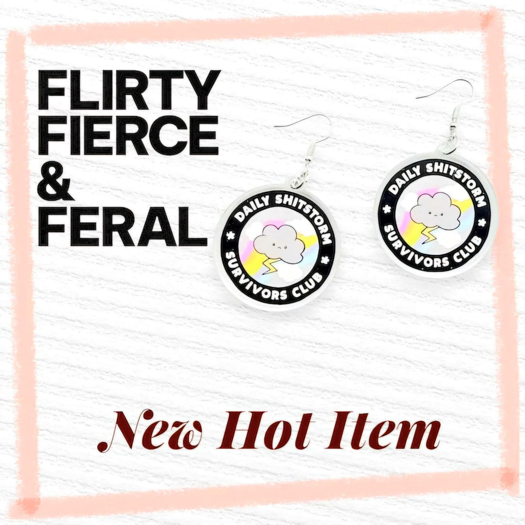 Funny Acrylic Cloud & Lightning Bolt Earrings: Sassy Shitstorm Survivor Jewelry