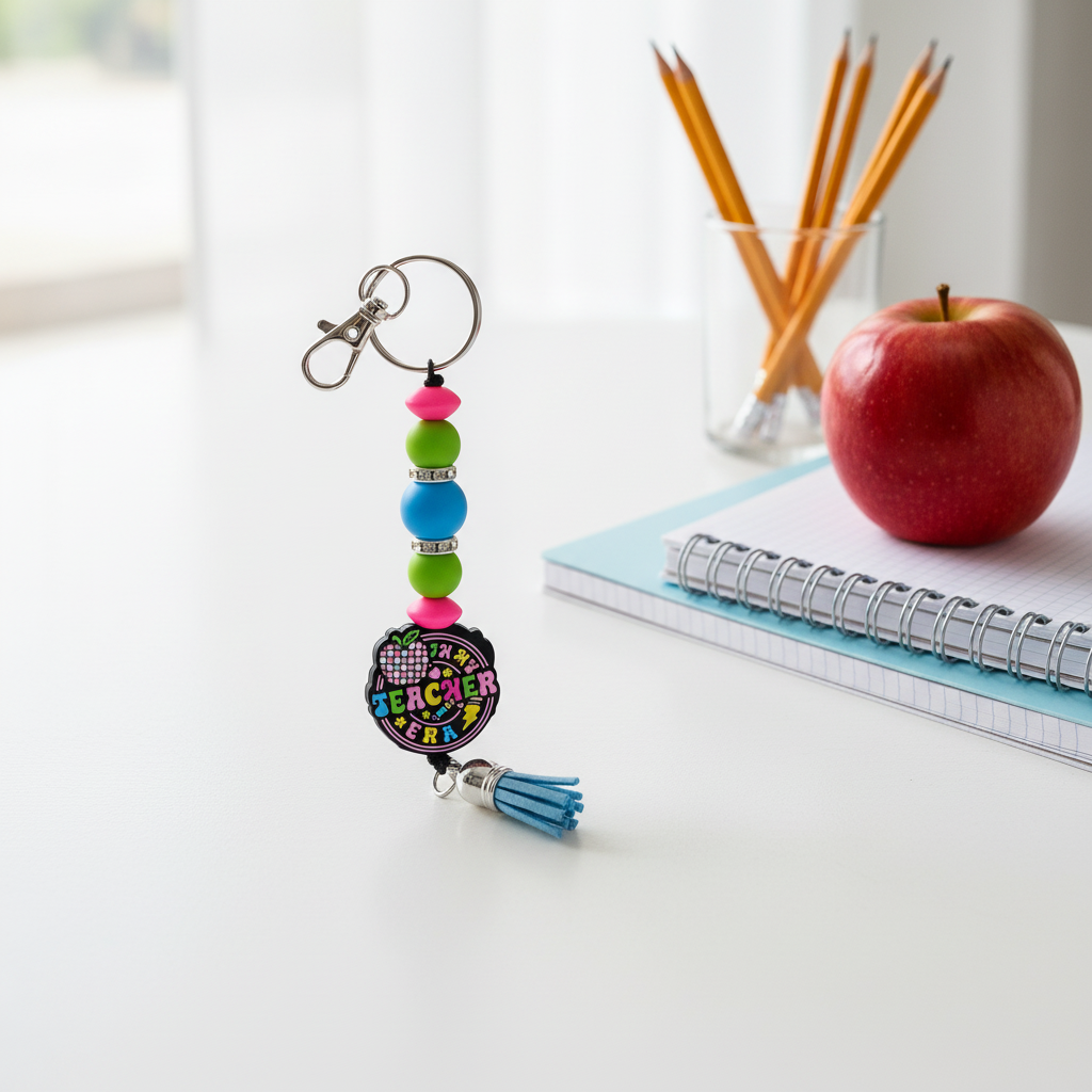 Beaded Teacher Appreciation Keychain: Handmade Educator Gift