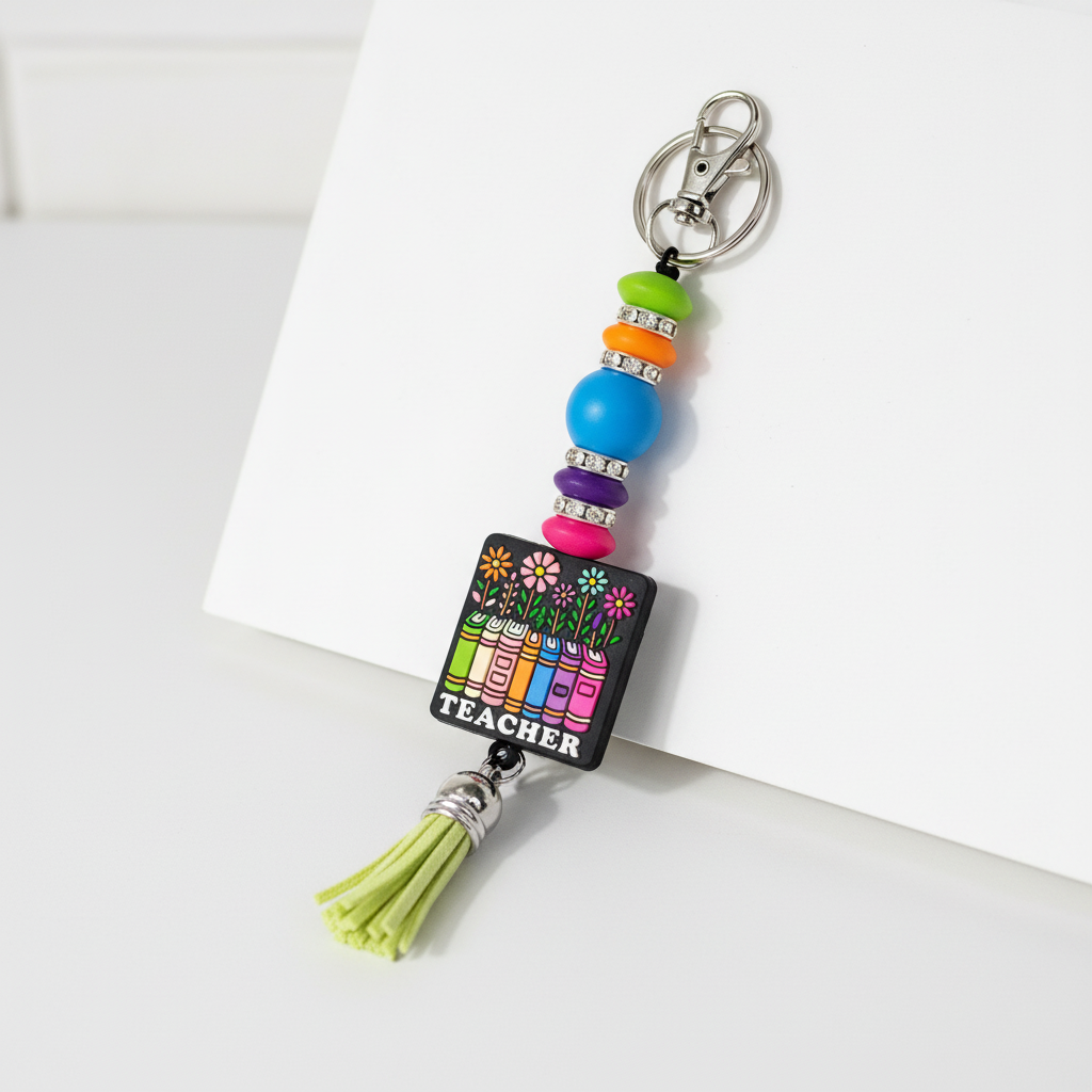 Beaded Teacher Appreciation Keychain: Handmade Educator Gift