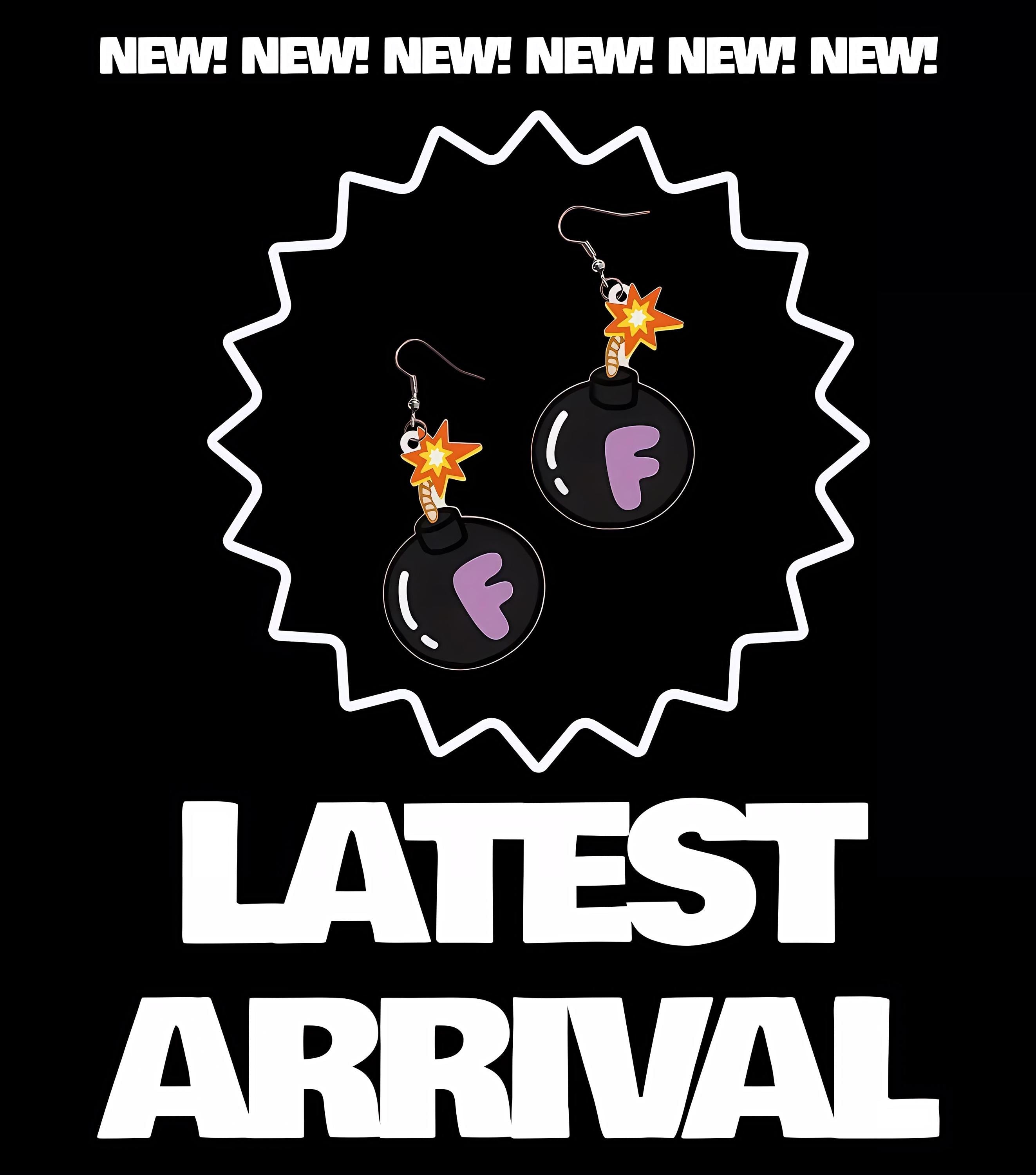 F bomb Earrings: Black Acrylic