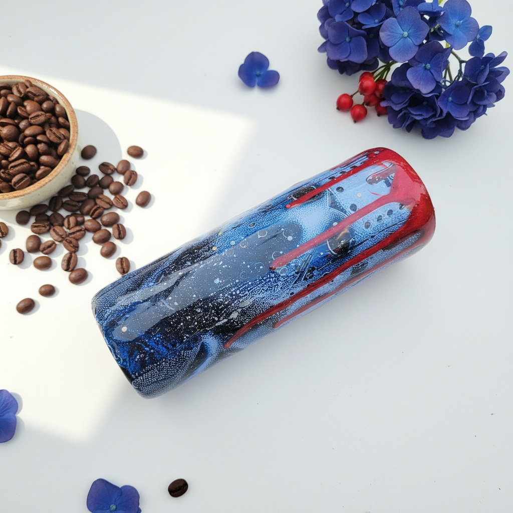 Bloody Jason Epoxy Drip Tumbler – Horror Movie Slasher Cup | Friday the 13th Inspired Drinkware