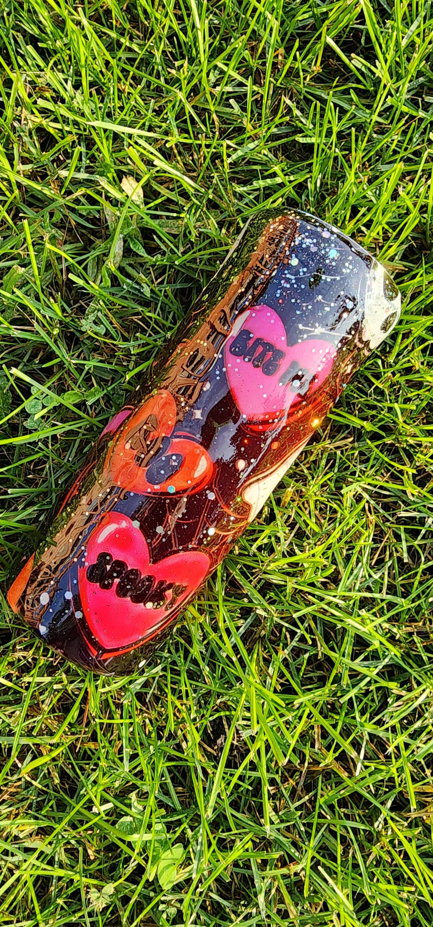 Skull & Heart Glitter Tumbler: Gothic Glam Stainless Steel Cup