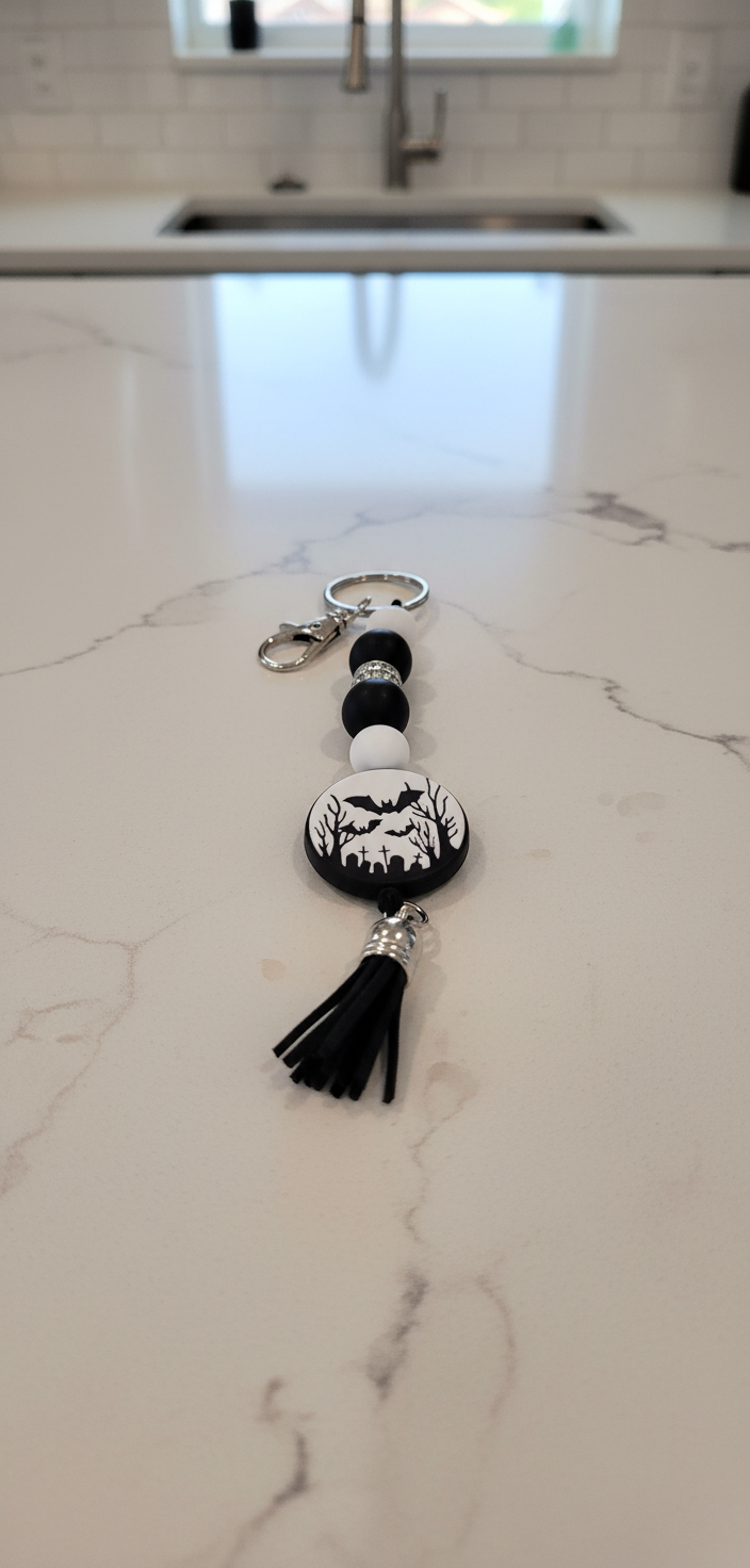 Handmade Graveyard Bat Keychain