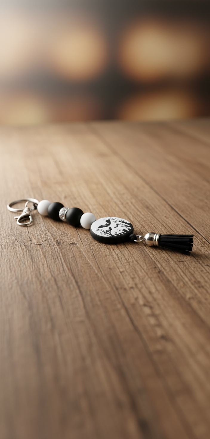 Handmade Graveyard Bat Keychain