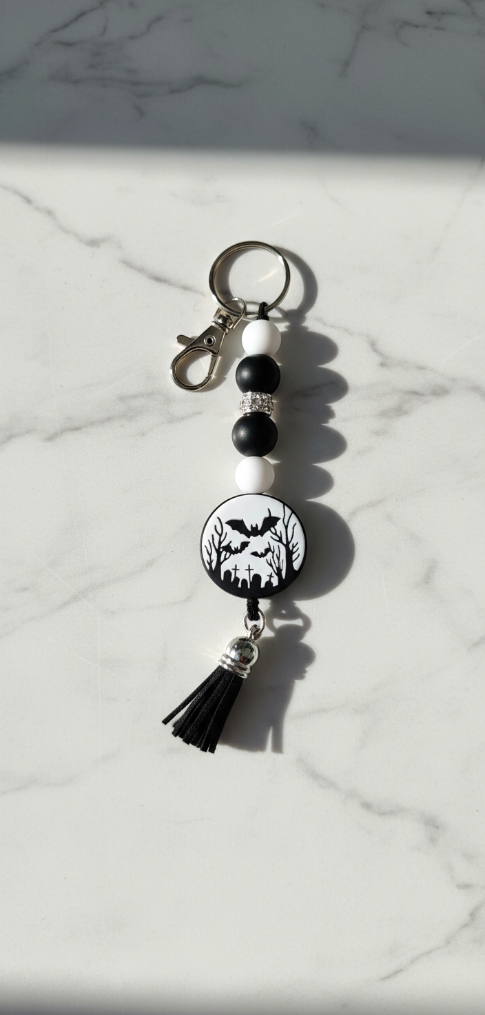 Handmade Graveyard Bat Keychain