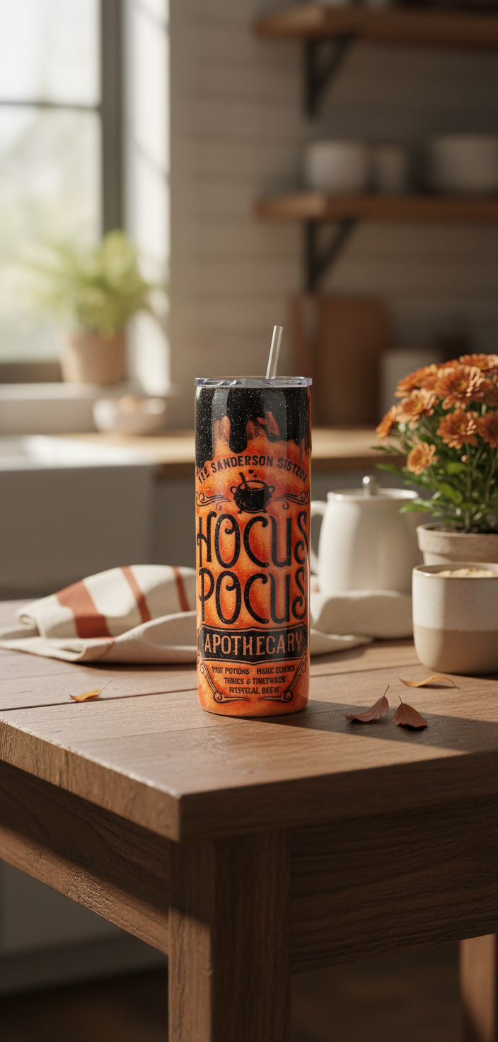 Witchy Epoxy Tumbler: Sanderson Sisters Apothecary Glitter Epoxy Cup