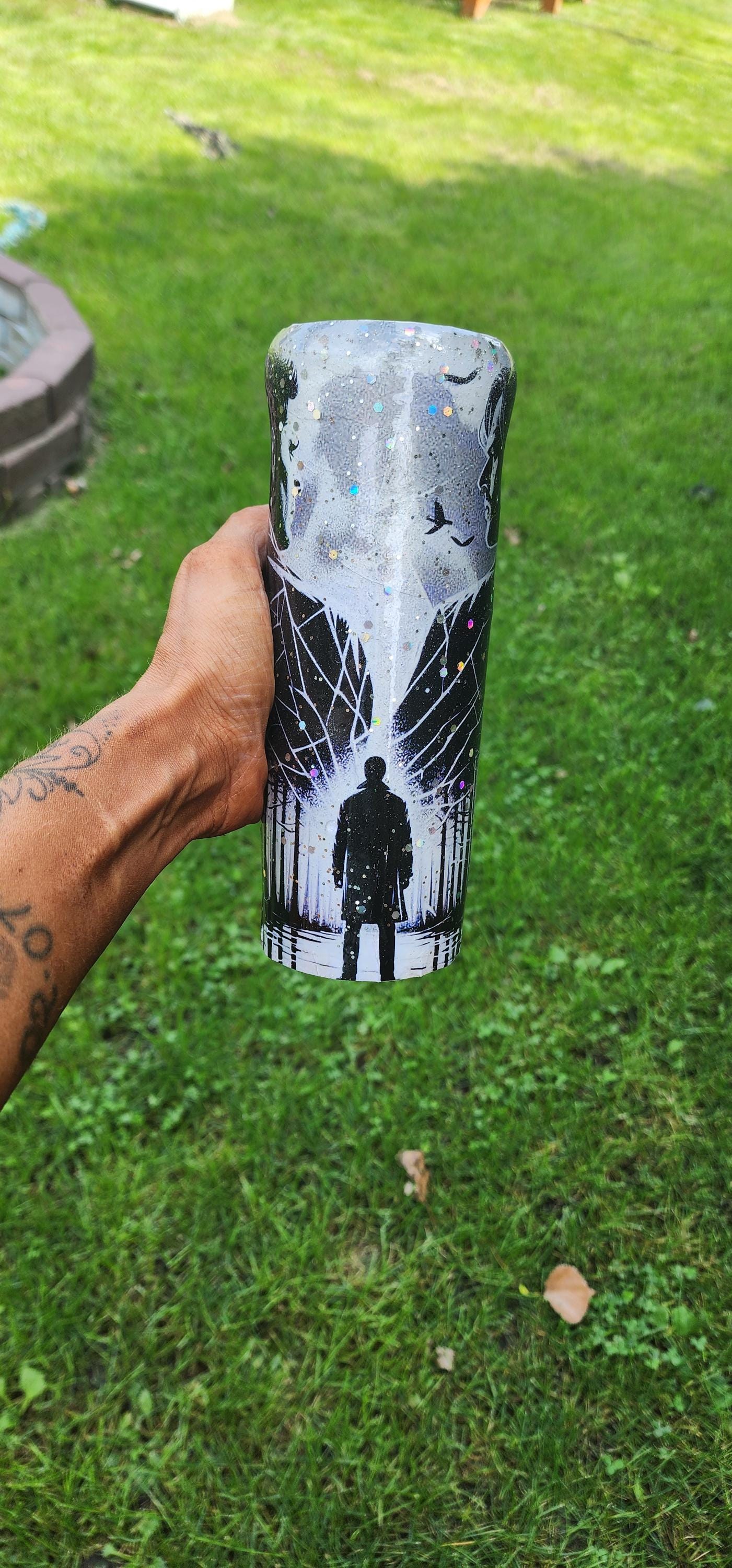 Supernatural Winchester Brothers Tumbler: Glittery Epoxy Fan Gift
