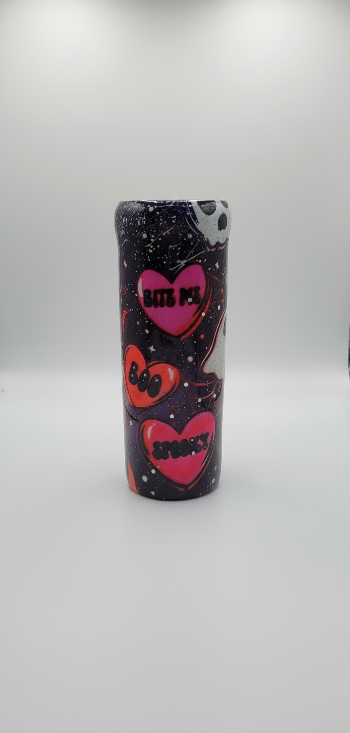 Skull & Heart Glitter Tumbler: Gothic Glam Stainless Steel Cup