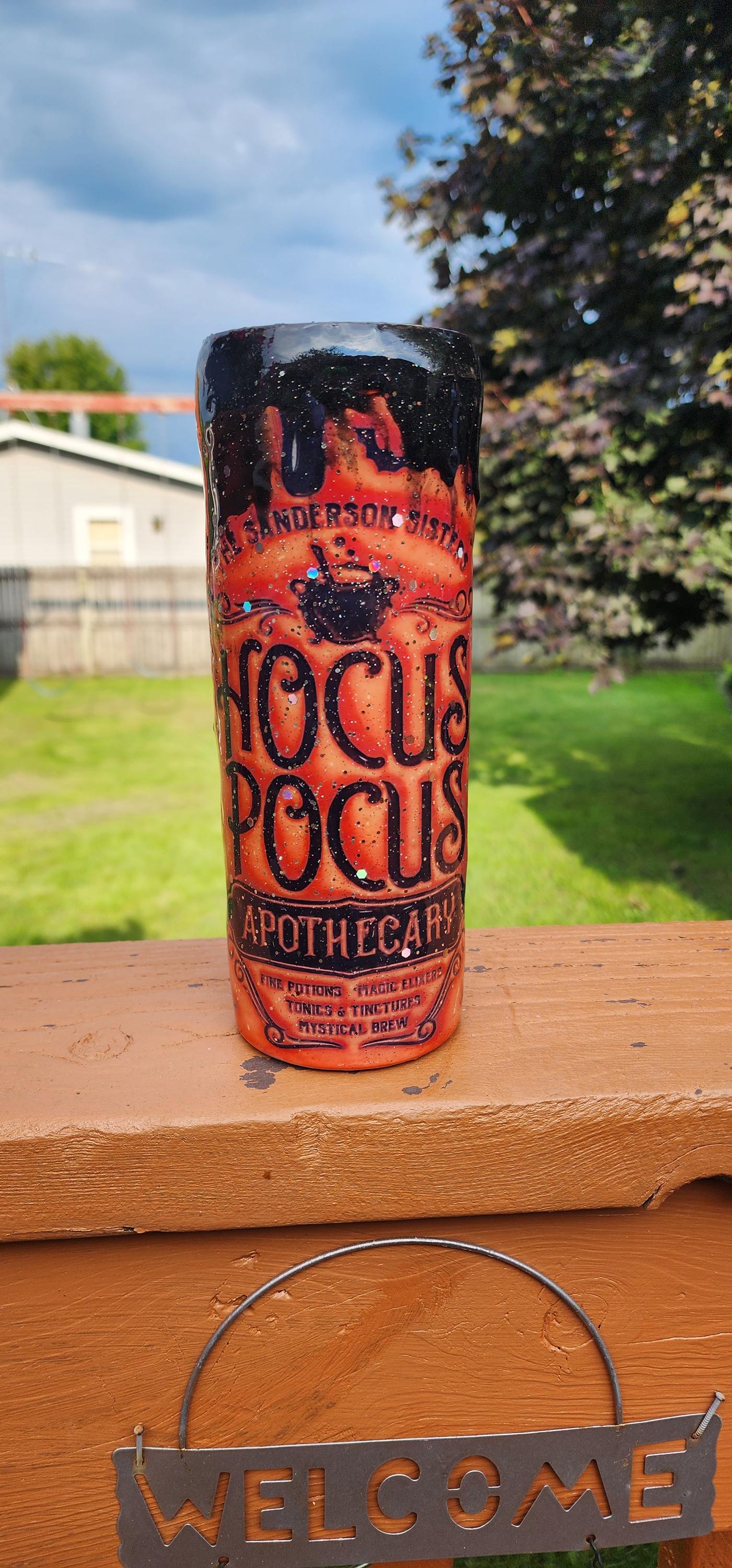 Witchy Epoxy Tumbler: Sanderson Sisters Apothecary Glitter Epoxy Cup