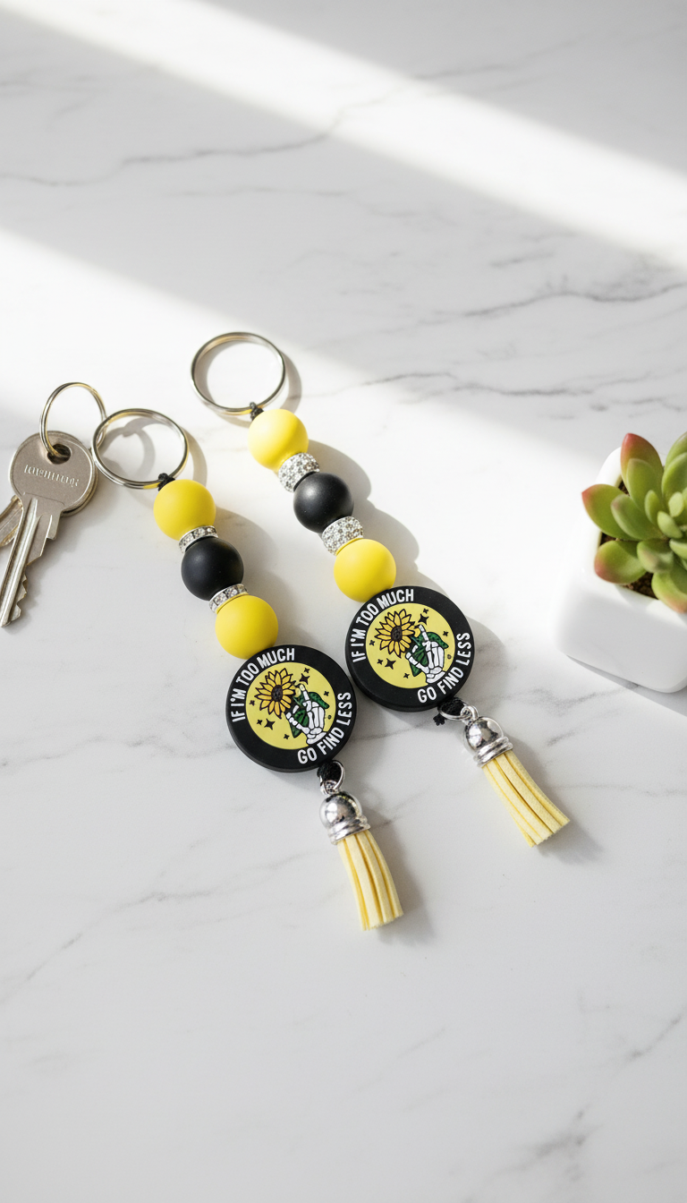 Beaded Skull Hand Keychain: Funny Dark Humor Accessory