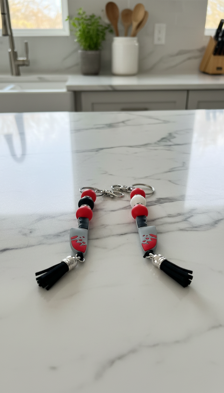 Horror Lovers Bloody Knife Keychain – Spooky Slasher Charm, Creepy Cute Accessory, Scary Movie Fans, Halloween Keychain