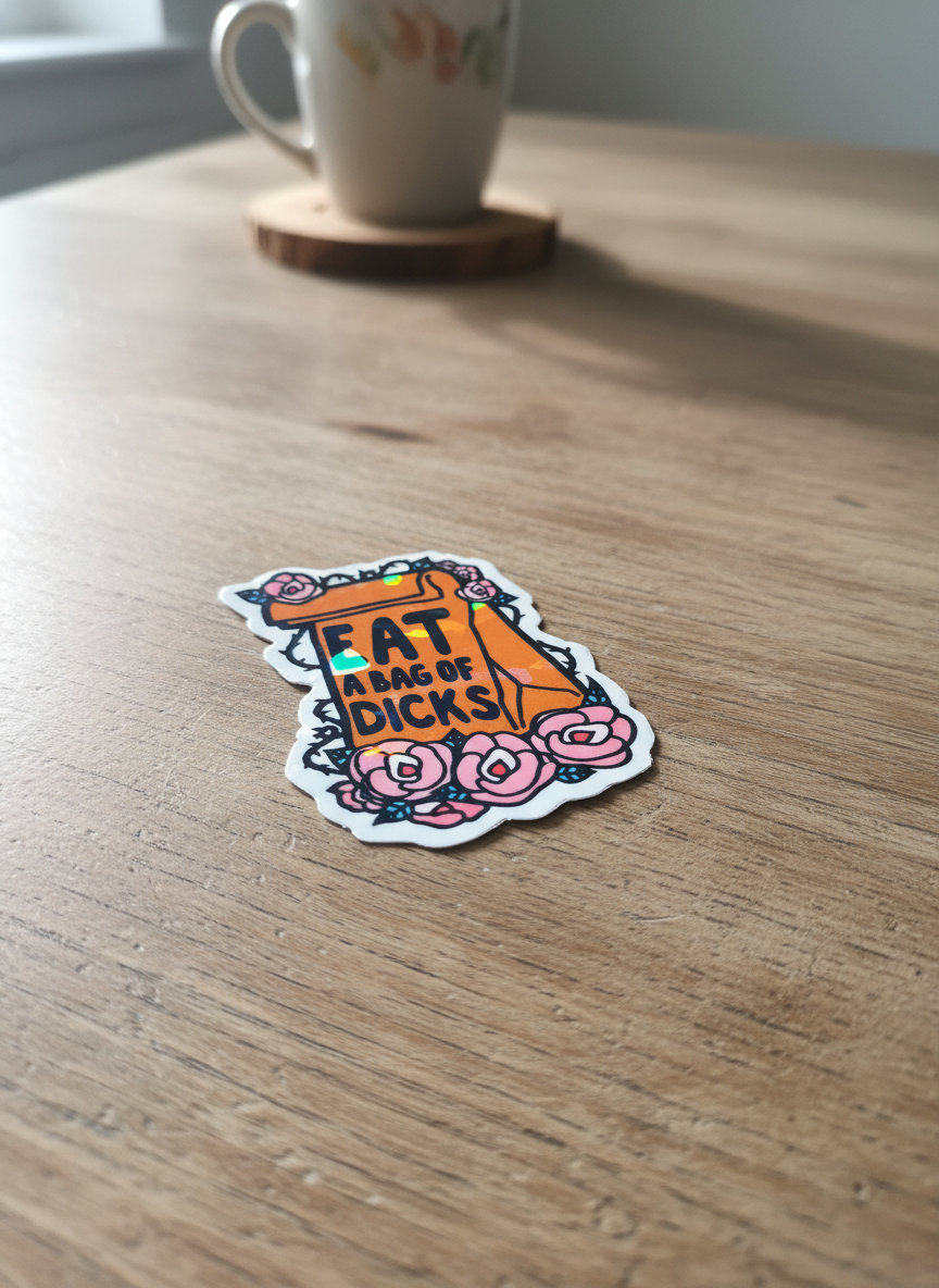 Sarcastic Floral Sticker: "Eat a Bag of Dicks" Vinyl Decal ** Set of 2**