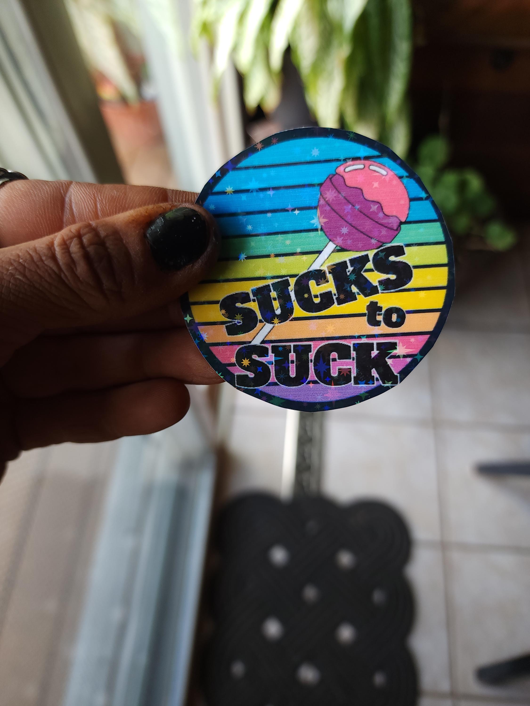 Sucks to Suck – Rainbow Lollipop Vinyl Sticker for Colorful Chaos Queens ✨️Set of 2✨️