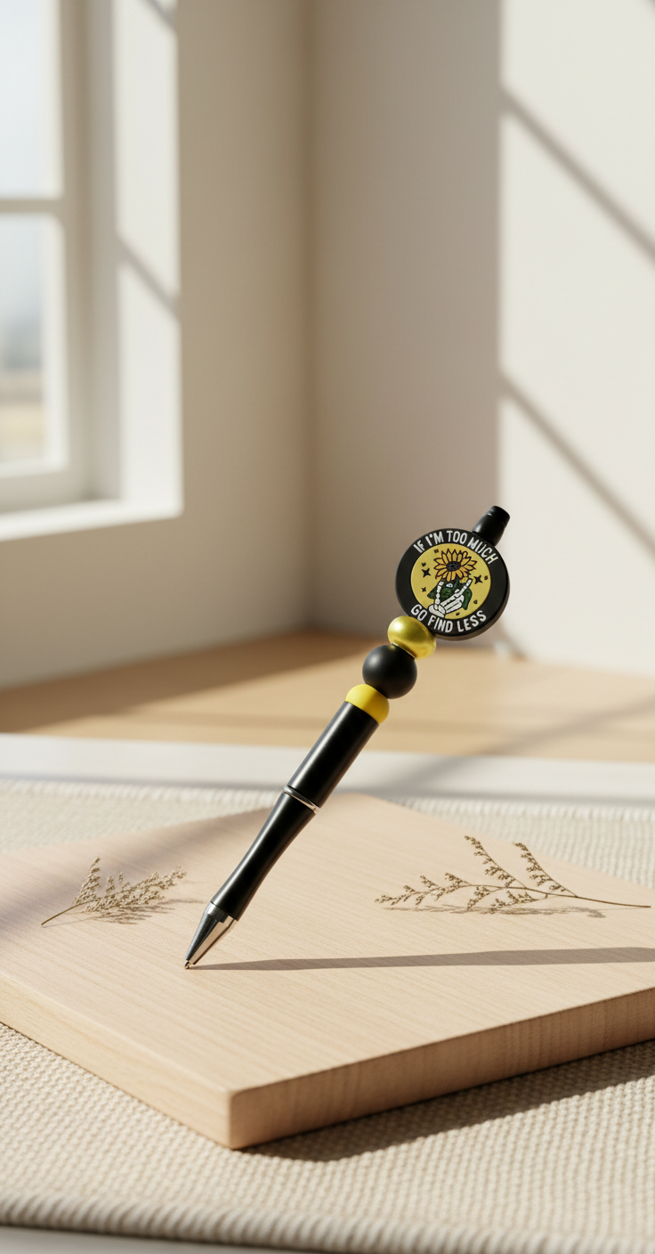 Sassy Beaded Pen: Handmade Statement Desk Accessory - 'If I'm Too Much'