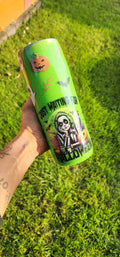Beetlejuice Tumbler: Lime Green Spooky Sparkle Stainless Steel Cup