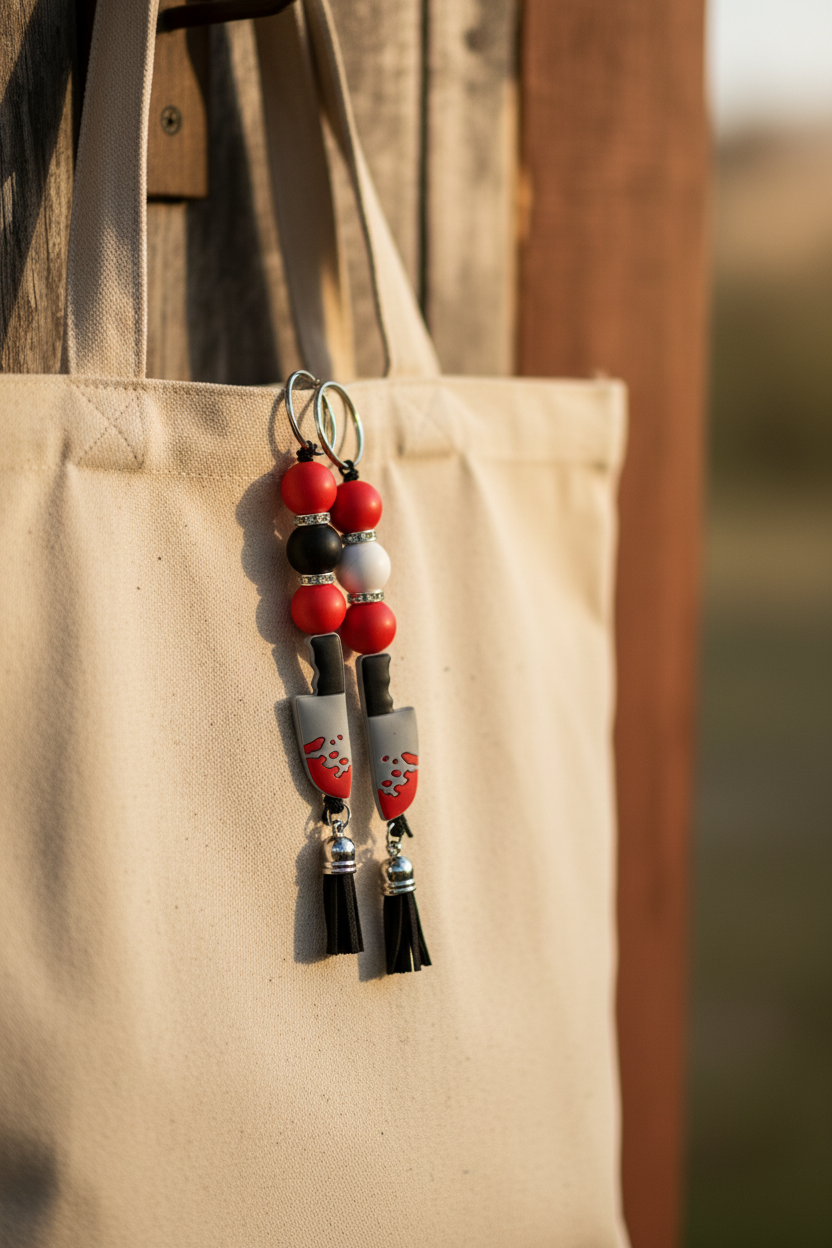 Horror Lovers Bloody Knife Keychain – Spooky Slasher Charm, Creepy Cute Accessory, Scary Movie Fans, Halloween Keychain