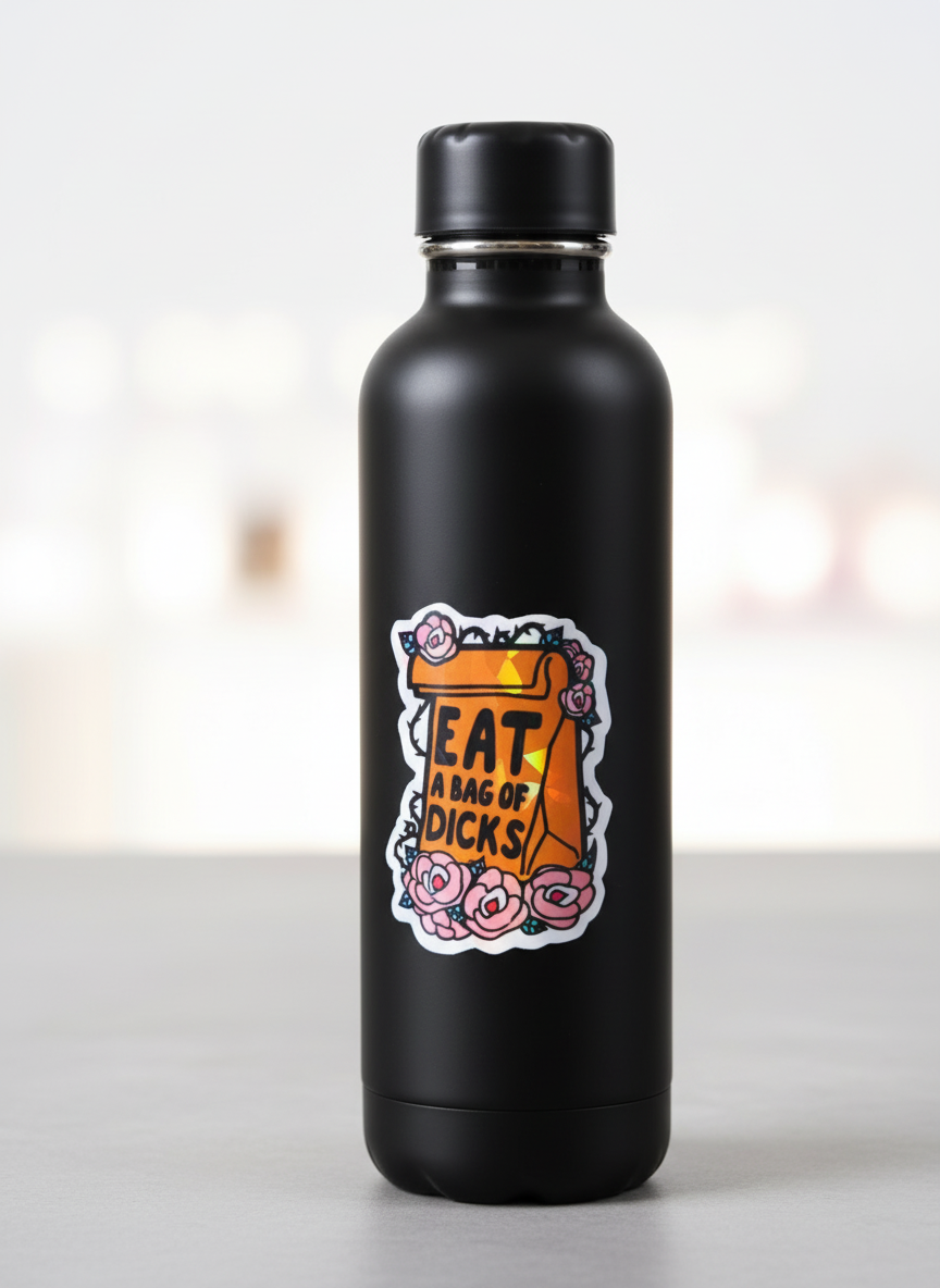 Sarcastic Floral Sticker: "Eat a Bag of Dicks" Vinyl Decal ** Set of 2**