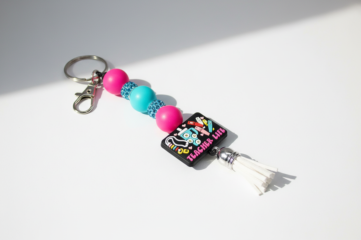 Beaded Teacher Appreciation Keychain: Handmade Educator Gift