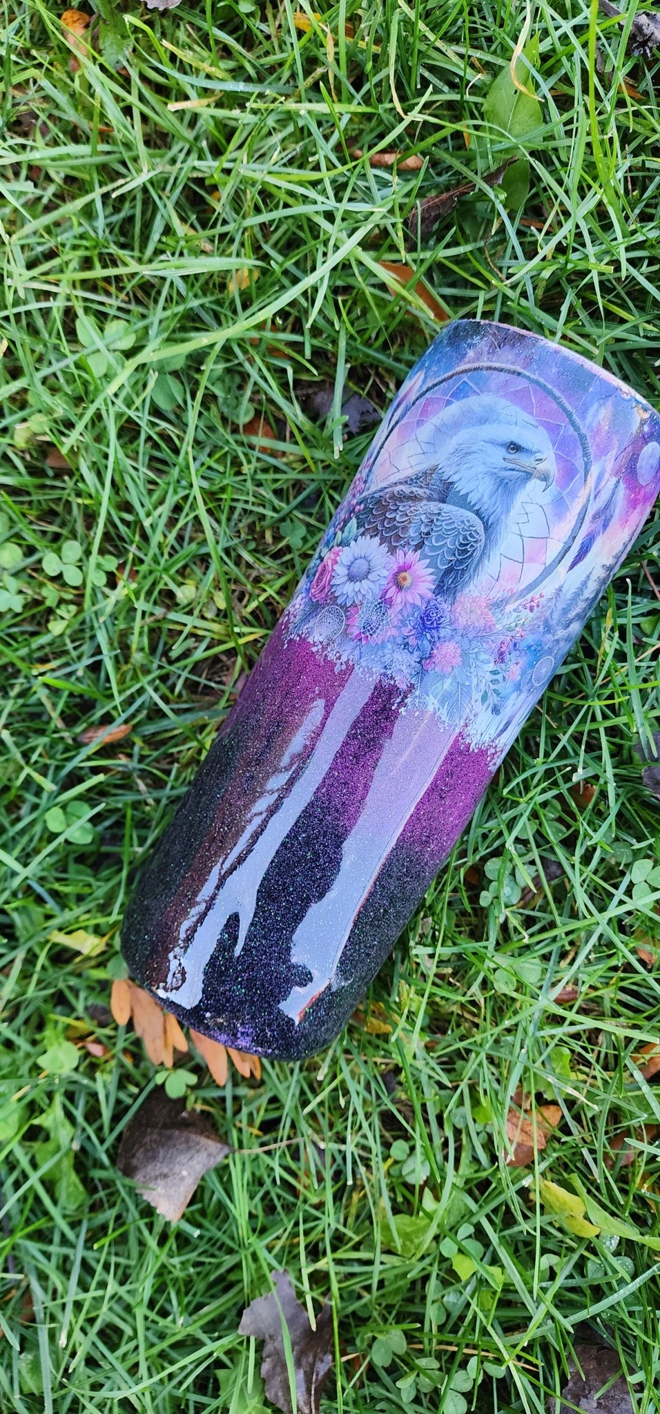 Bear & Eagle Glitter Tumbler: Handmade Epoxy Stainless Steel Cup - Hempin Mayhem