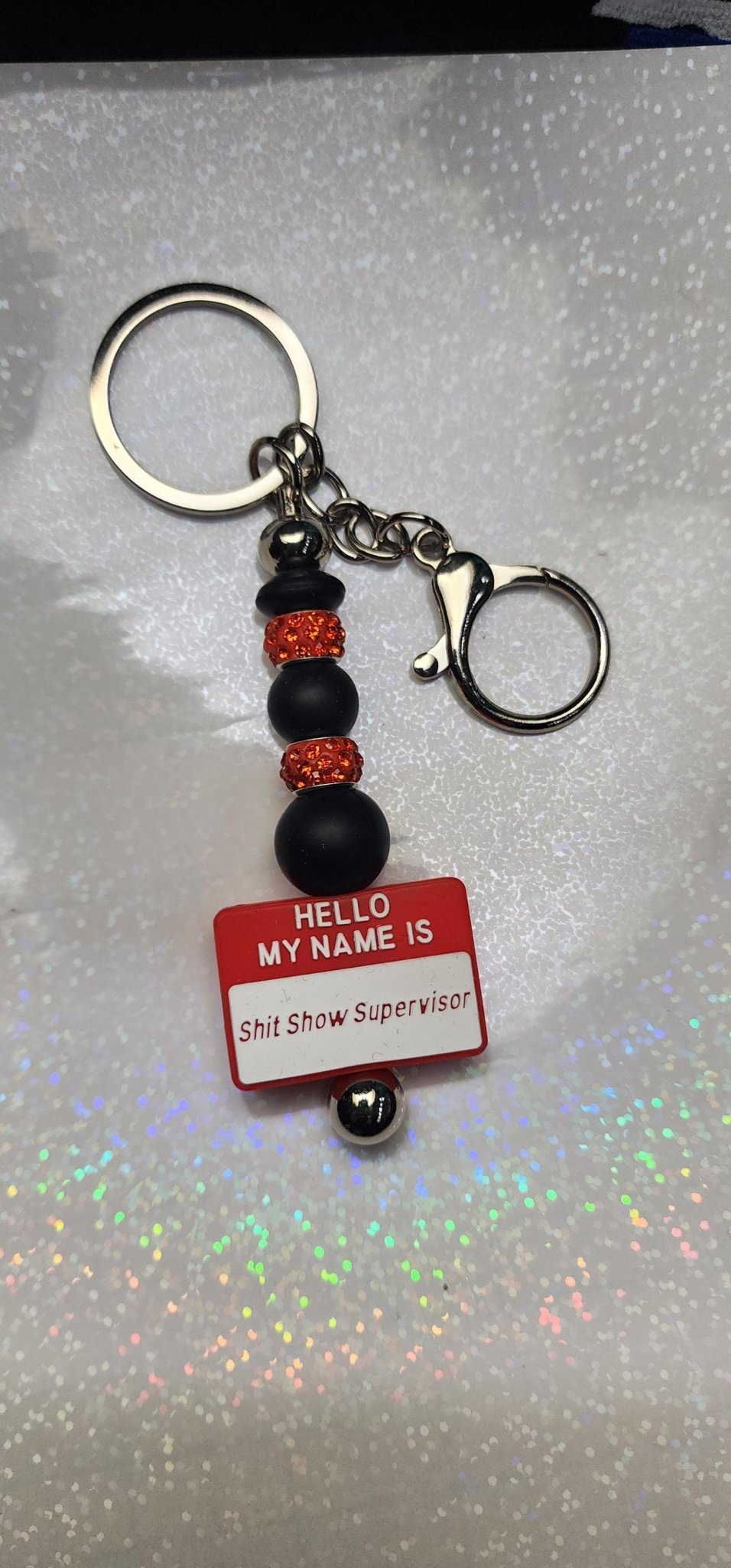 Black Red and White Chaos Supervisor Keychain - Hempin Mayhem