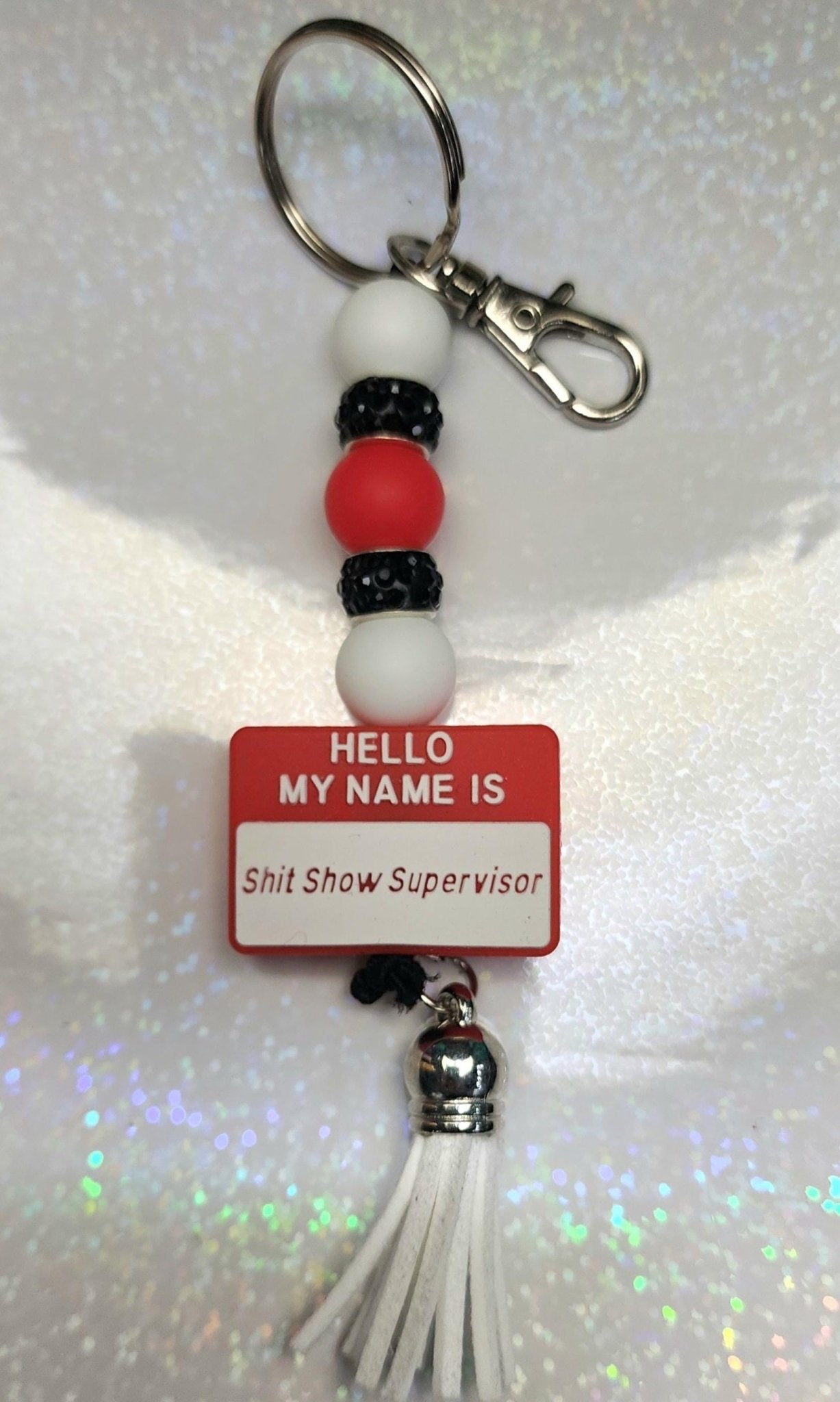 Black Red and White Chaos Supervisor Keychain - Hempin Mayhem