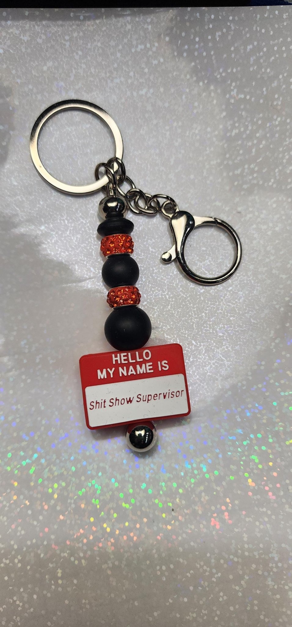 Black Red and White Chaos Supervisor Keychain - Hempin Mayhem