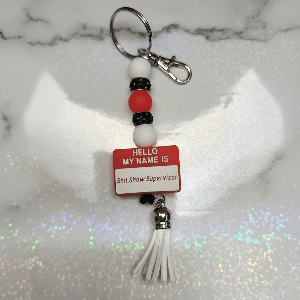Black Red and White Chaos Supervisor Keychain - Hempin Mayhem