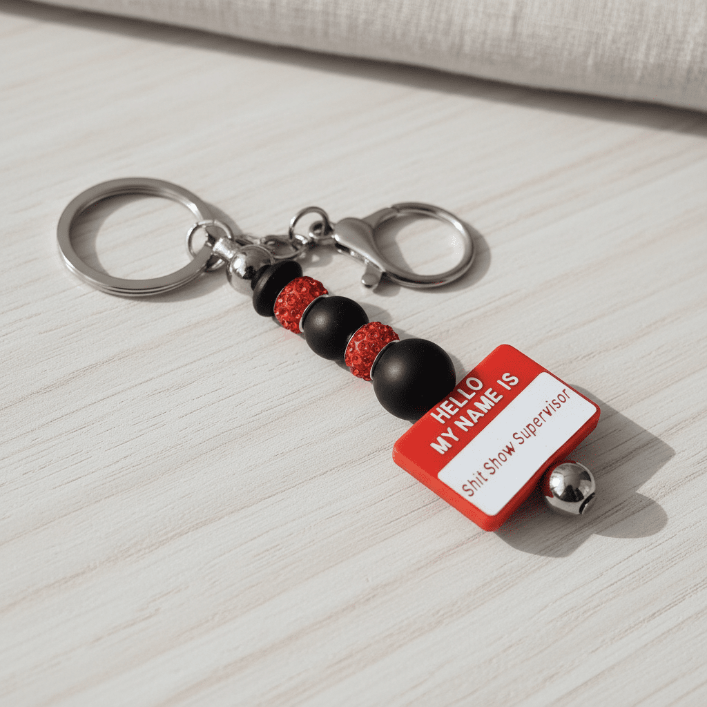 Black Red and White Chaos Supervisor Keychain - Hempin Mayhem