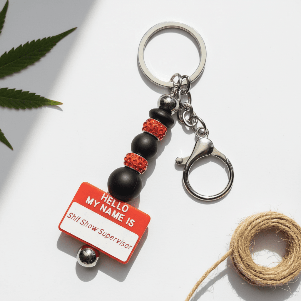 Black Red and White Chaos Supervisor Keychain - Hempin Mayhem