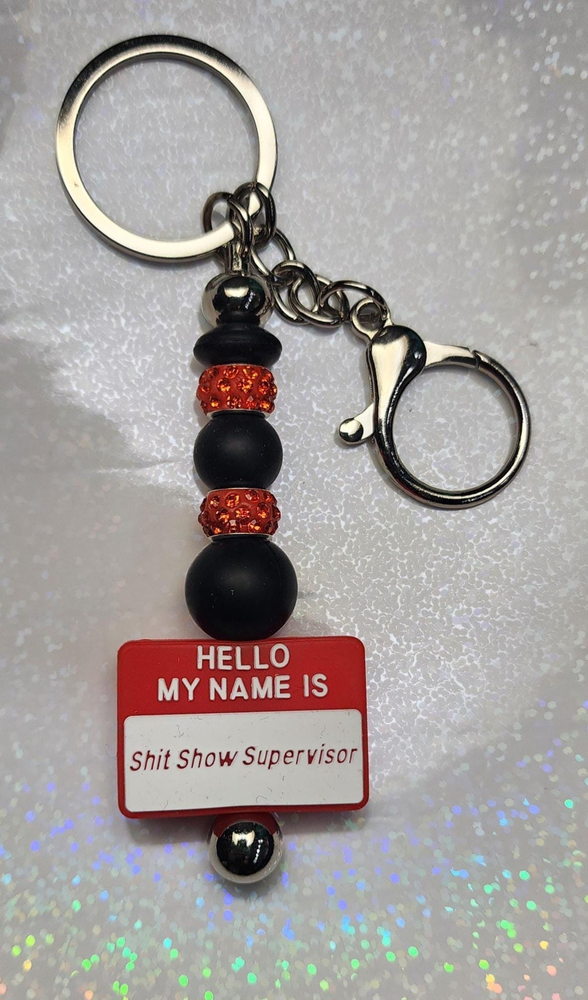 Black Red and White Chaos Supervisor Keychain - Hempin Mayhem