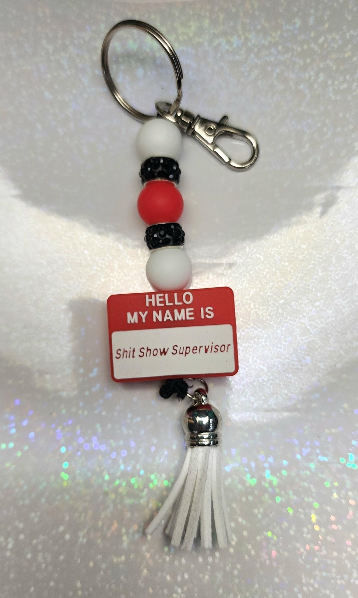 Black Red and White Chaos Supervisor Keychain - Hempin Mayhem