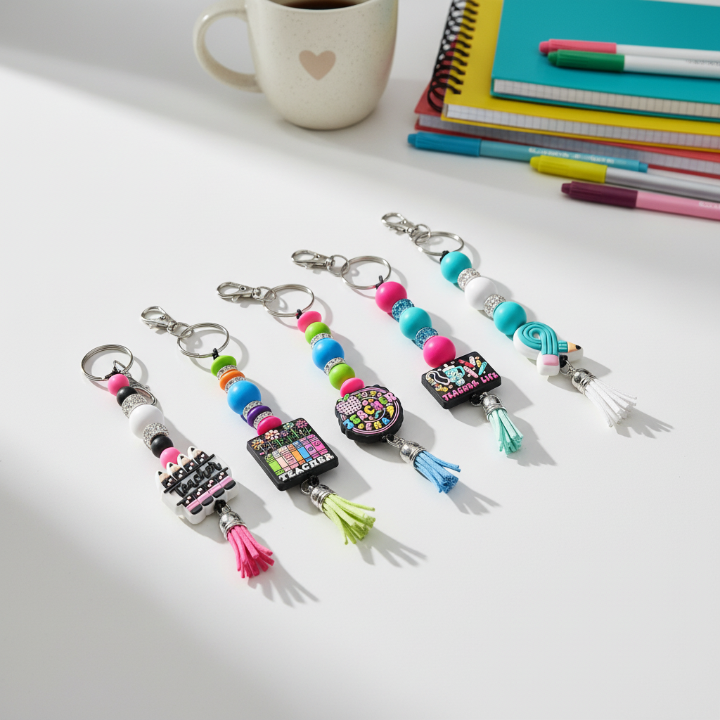 Beaded Teacher Appreciation Keychain: Handmade Educator Gift