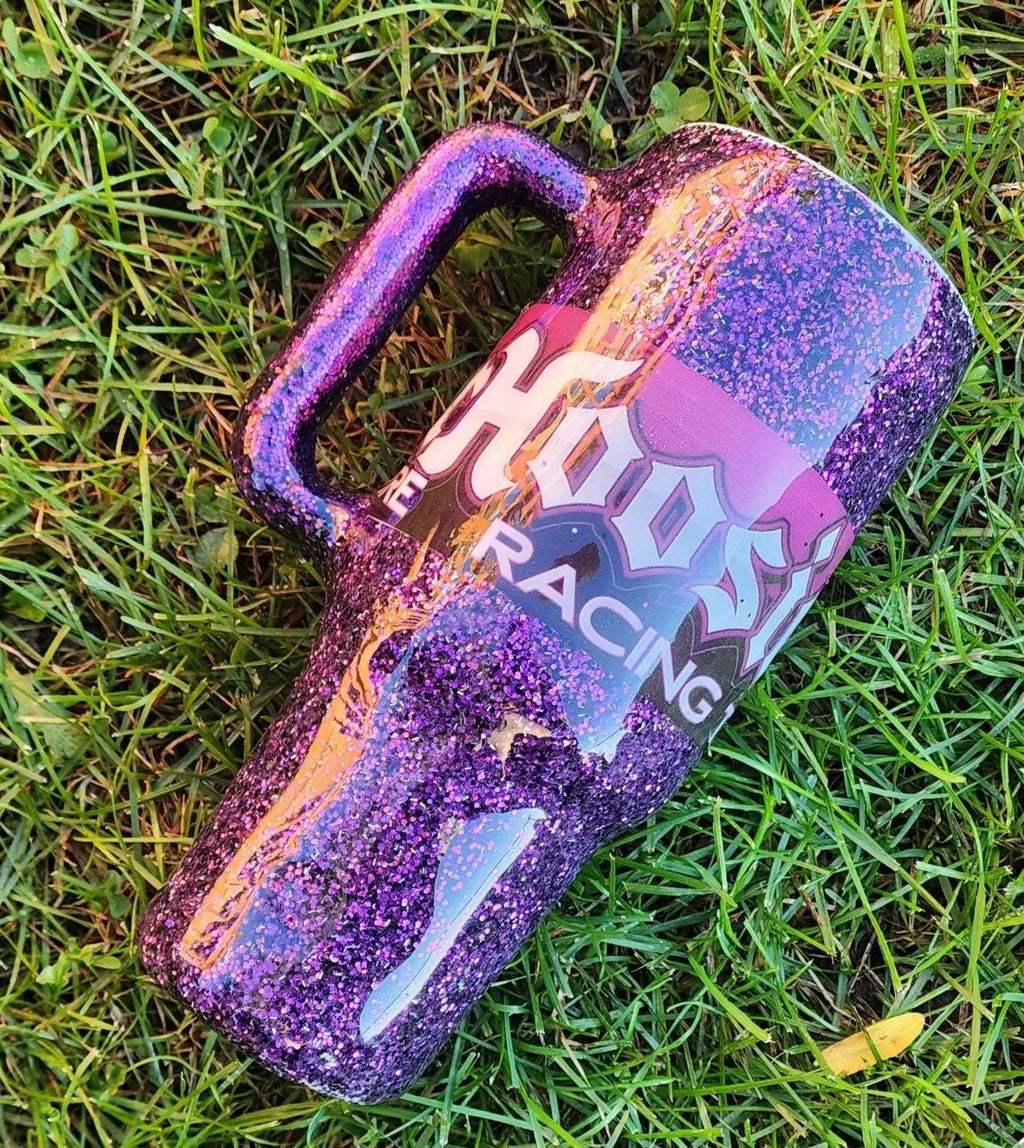 Hoosier Racing Tire Tumbler: Purple Glitter 40oz Drag Racing Cup