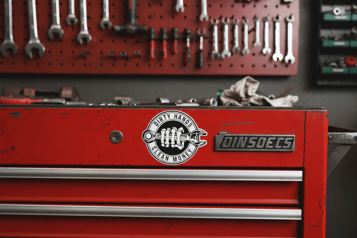 Dirty Hands Clean Money Sticker – 4x4 Waterproof Vinyl Decal | Blue Collar Pride - Hempin Mayhem