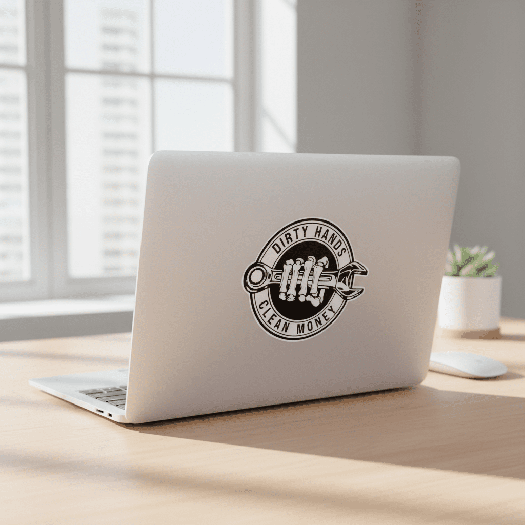 Dirty Hands Clean Money Sticker – 4x4 Waterproof Vinyl Decal | Blue Collar Pride - Hempin Mayhem