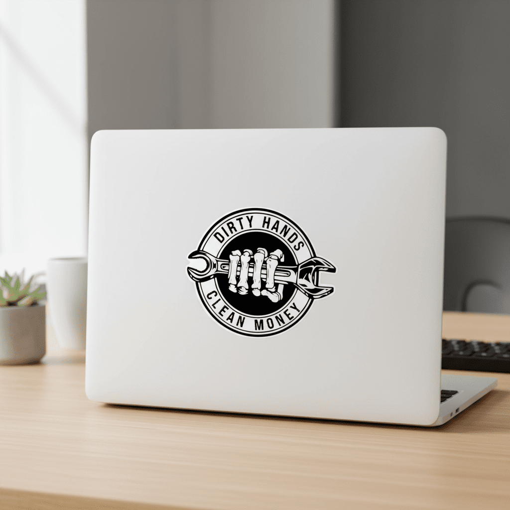 Dirty Hands Clean Money Sticker – 4x4 Waterproof Vinyl Decal | Blue Collar Pride - Hempin Mayhem