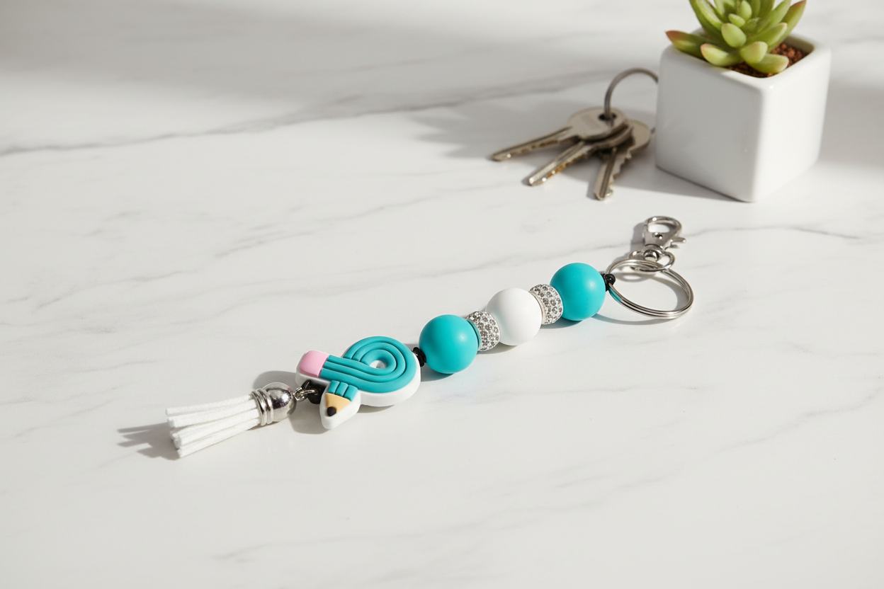 Beaded Teacher Appreciation Keychain: Handmade Educator Gift